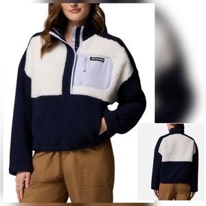 Columbia Navy Blue and White Sherpa Pullover Hoodie